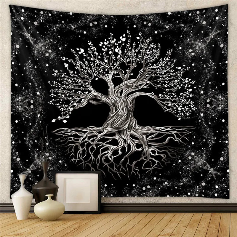 Astrology Chart Tarot Tapestry - Sun Moon Tree Wall Hanging