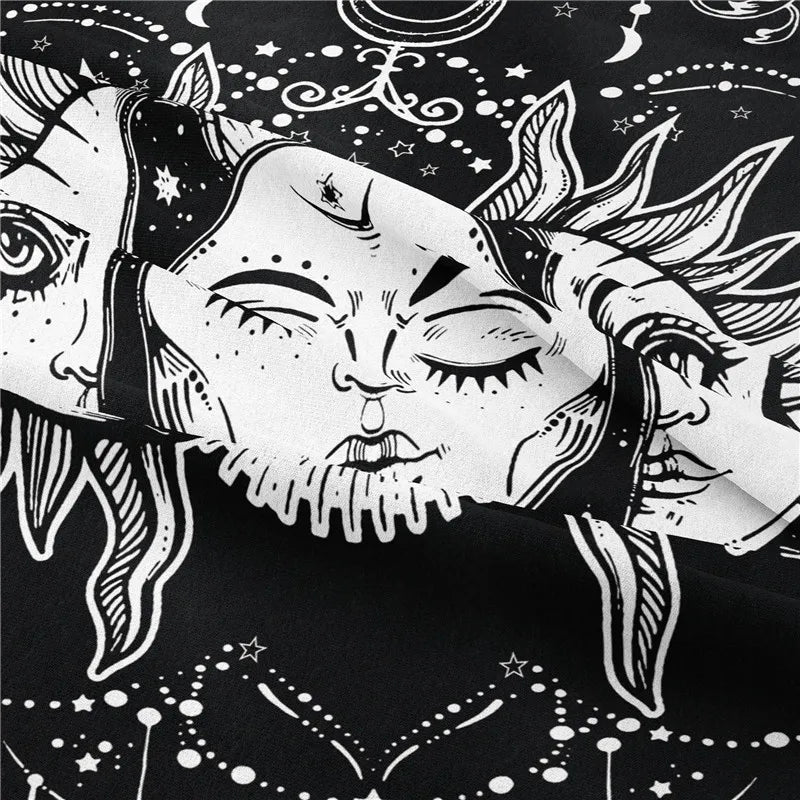 Astrology Chart Tarot Tapestry - Sun Moon Tree Wall Hanging